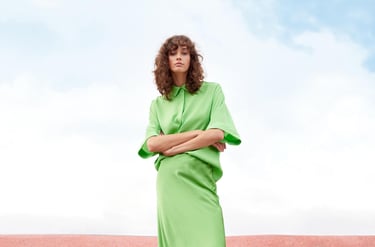 Woman in green dress