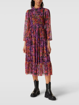 Turtleneck-Kleid aus Chiffon mit Blumen